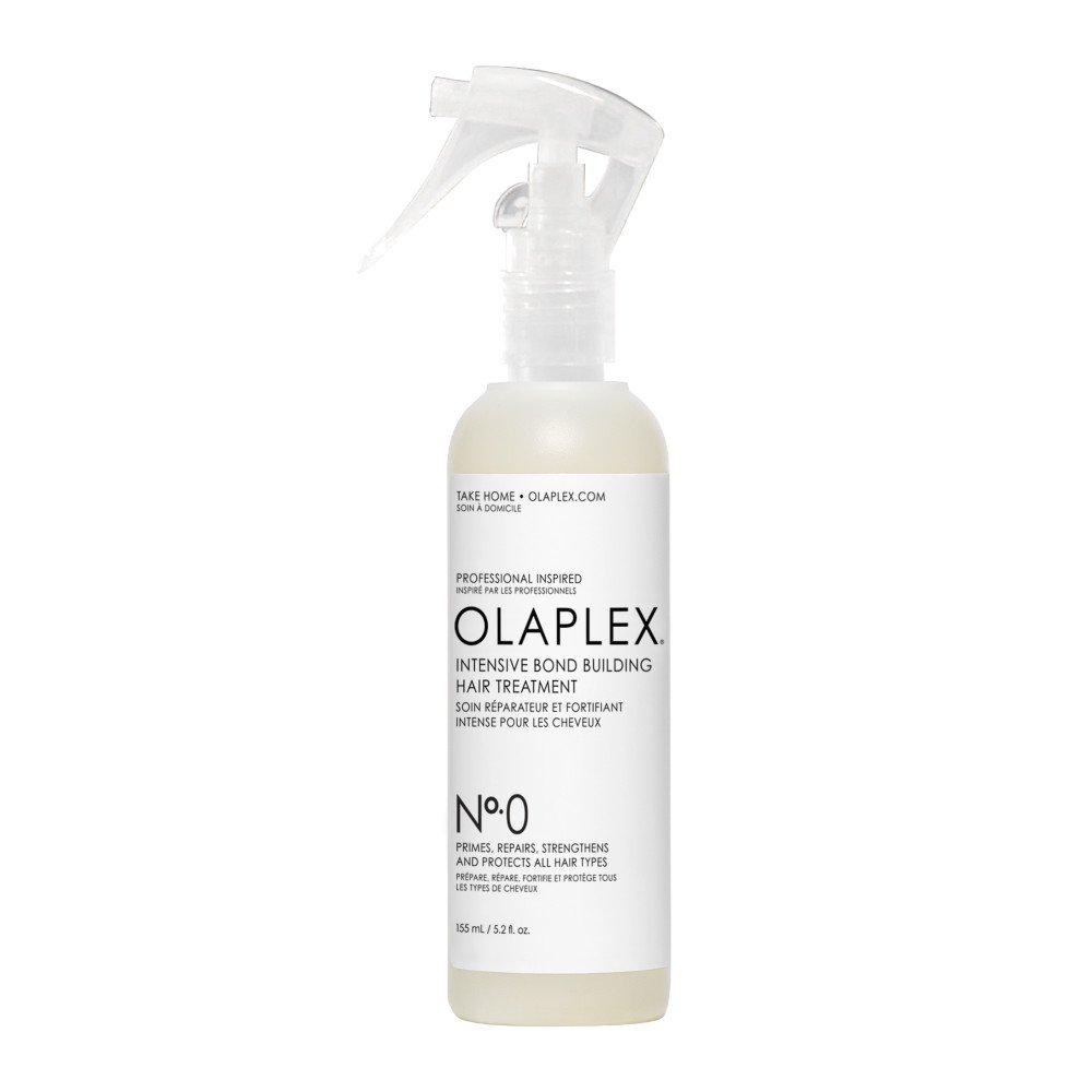 Olaplex No.0 Intensive Bond Building Treatment i hvit flaske med pumpe