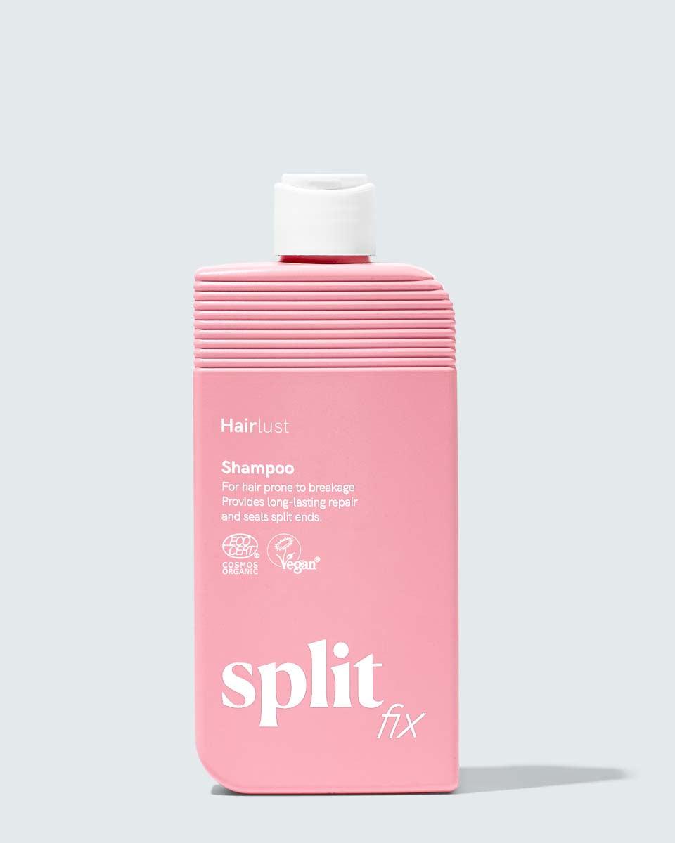 Hairlust Split Fix Shampoo flaske mot hvit bakgrunn