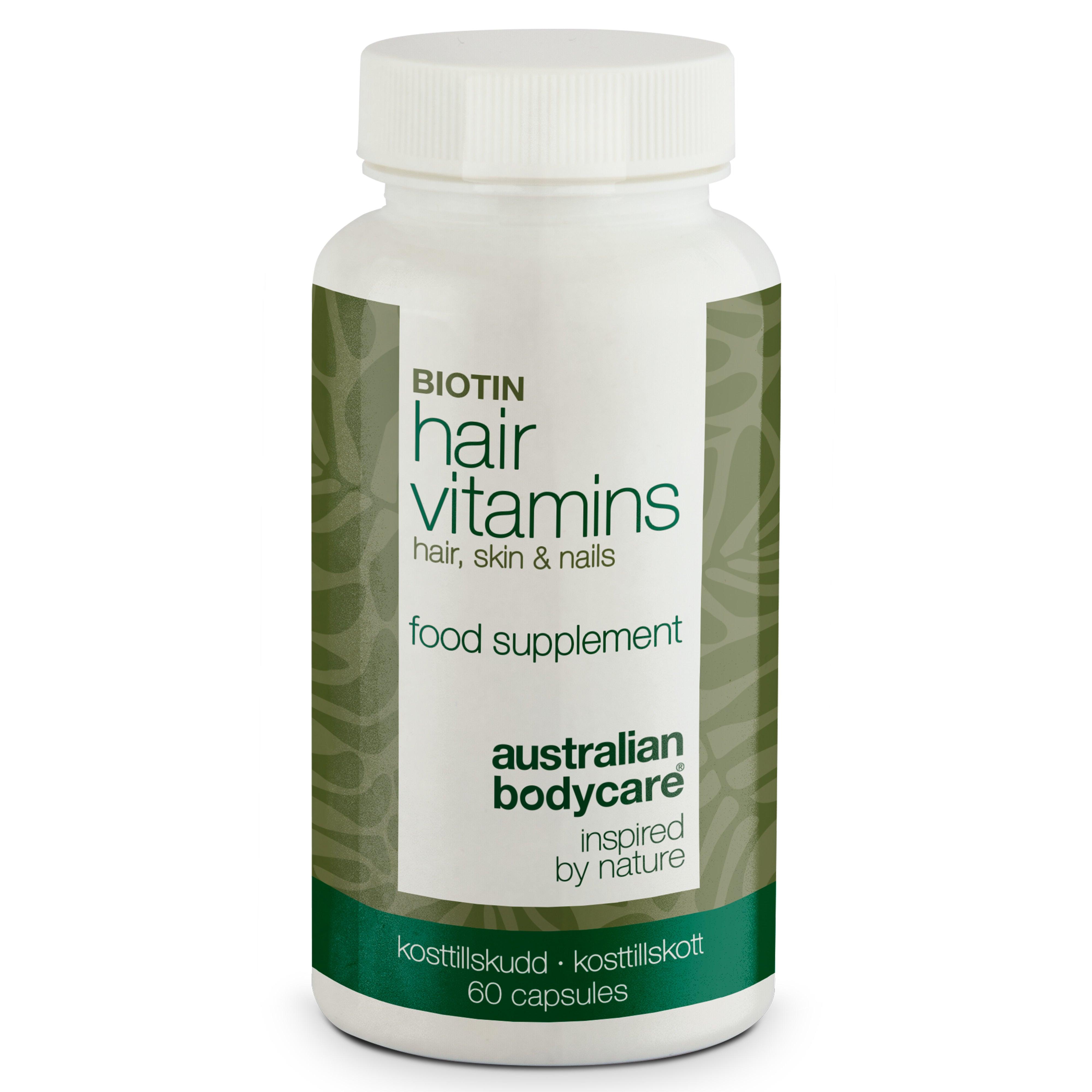 Australian Bodycare Hårvitaminer med Biotin – kosttilskudd som bidrar til å vedlikeholde normalt hår